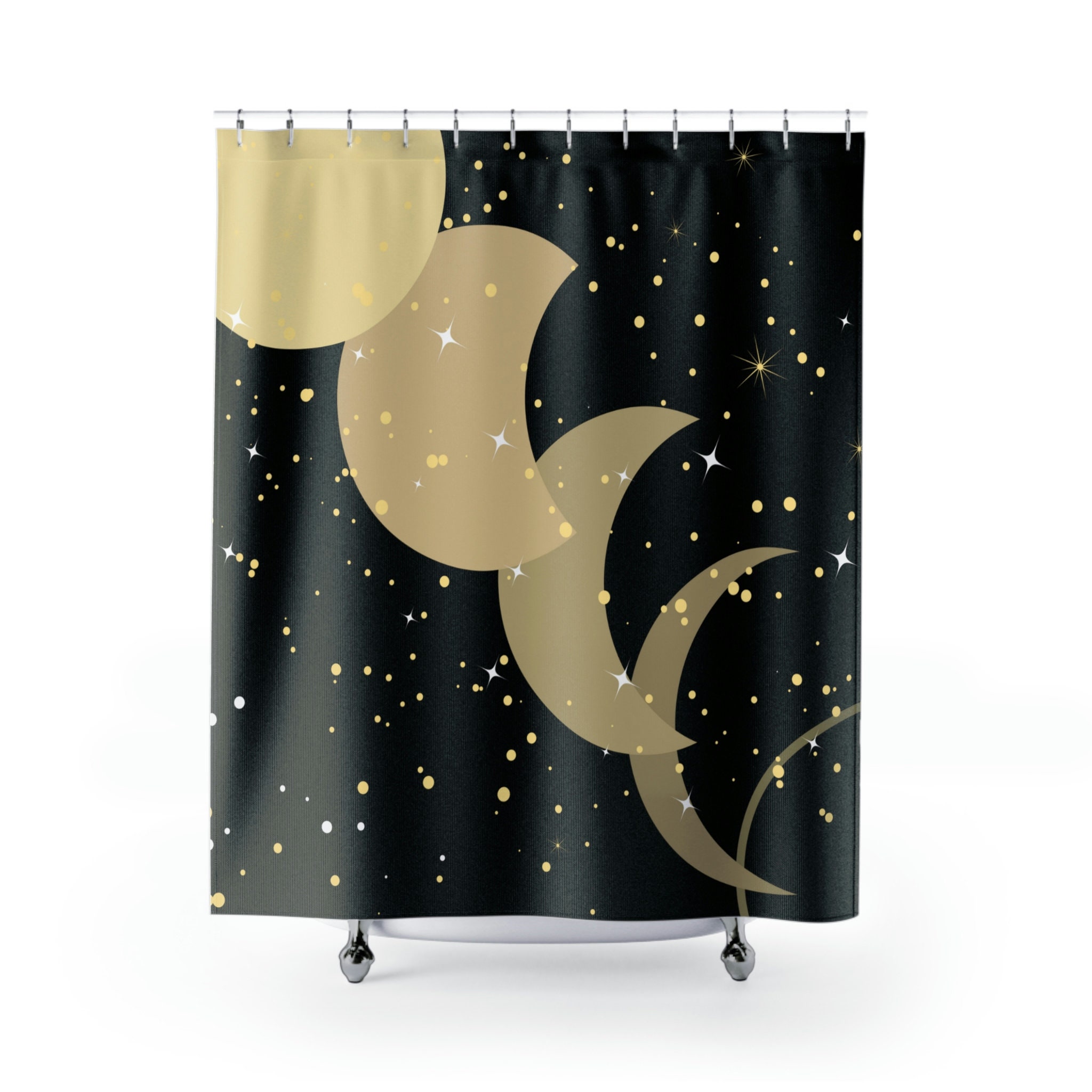Spiritual Moon Phases Shower Curtain for Zen Bathroom Decor