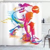 Splashing Colorful Basketball Player Shower Curtain For Sports Fans