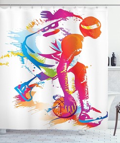 Splashing Colorful Basketball Player Shower Curtain For Sports Fans