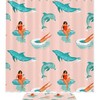 Splashing Dolphins Shower Curtain Waterproof Fabric for Bathroom Decor