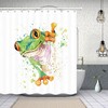 Splashing Frog Fabric Shower Curtain for Kids Bathroom with Vintage Design