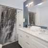 Splashing Waterfall Shower Curtain with Gray and Black Design for Modern Bathroom Decor