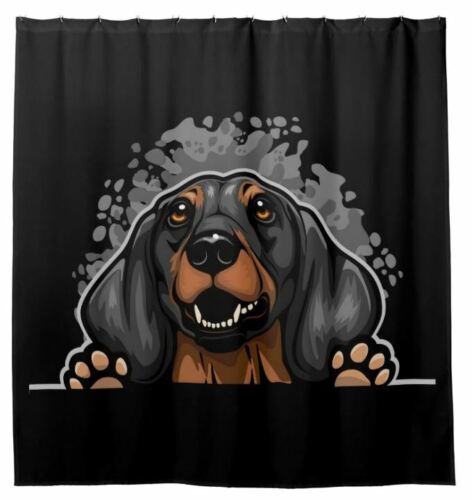 Splashy Wiener Dog Shower Curtain With Black Background - Image 2