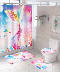 Splendid Mermaid Art Design Fabric Shower Curtain for Bathroom Dcor