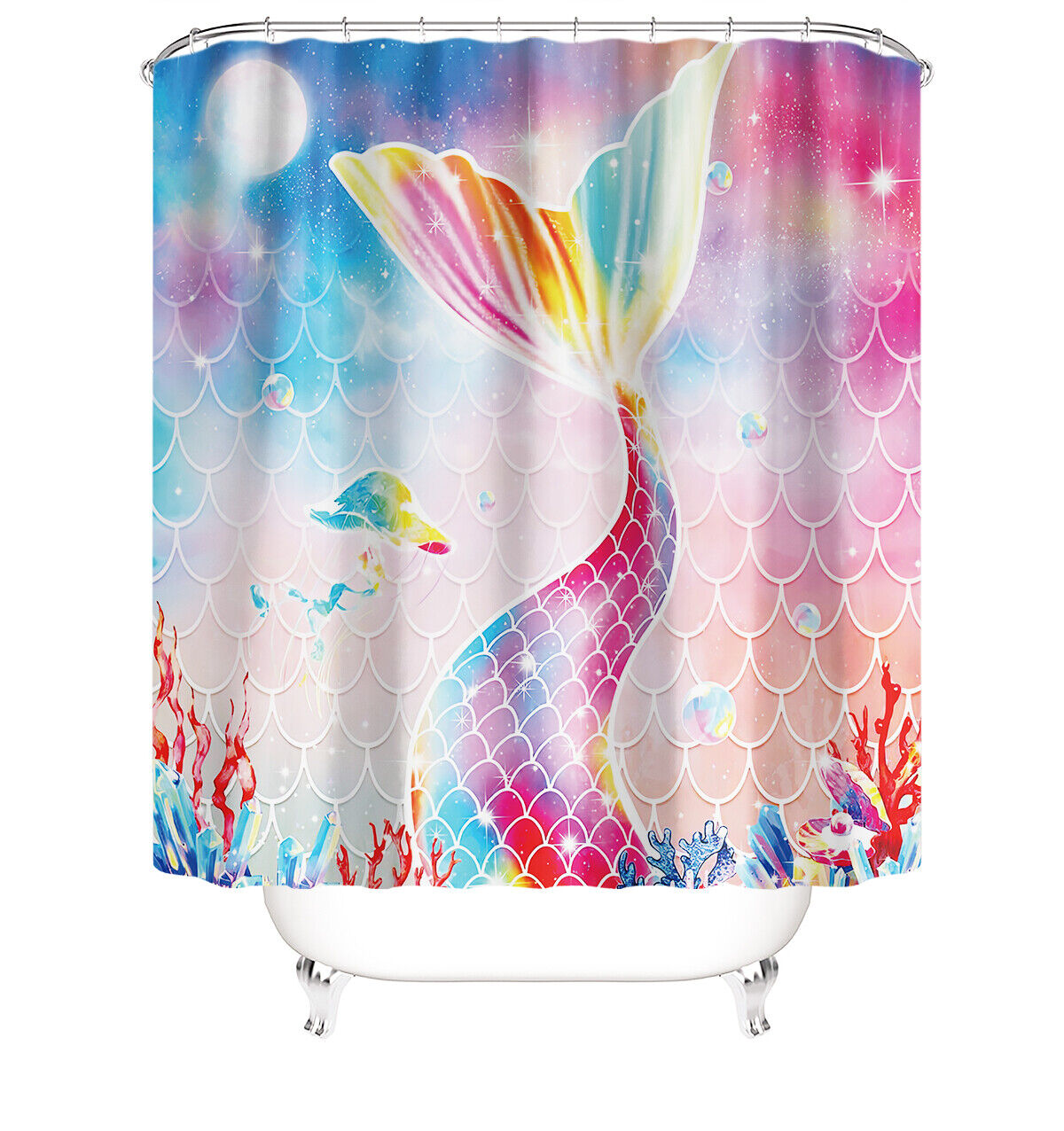 Splendid Mermaid Art Design Fabric Shower Curtain for Bathroom Dcor