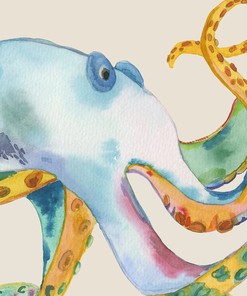 Splendid Watercolor Octopus Shower Curtain: Rainbow Colors.
