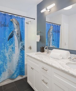 Splish Splash Dolphin Shower Curtain with Underwater Theme