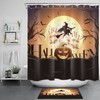 Spooky Halloween Shower Curtain, Horror Bathroom Decorr With Scary Witch And Bloody Moon Design