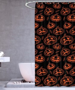 Spooky Halloween Shower Curtain - Shower Stall Size With Pumpkin Decoration