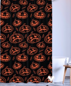Spooky Halloween Shower Curtain - Shower Stall Size With Pumpkin Decoration