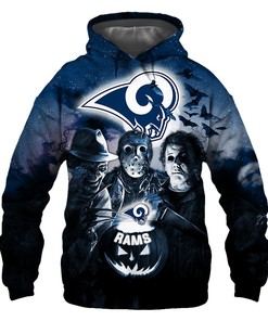 Spooky Los Angeles Rams Halloween 3D Horror Night Hoodie, Perfect Gift For Fans