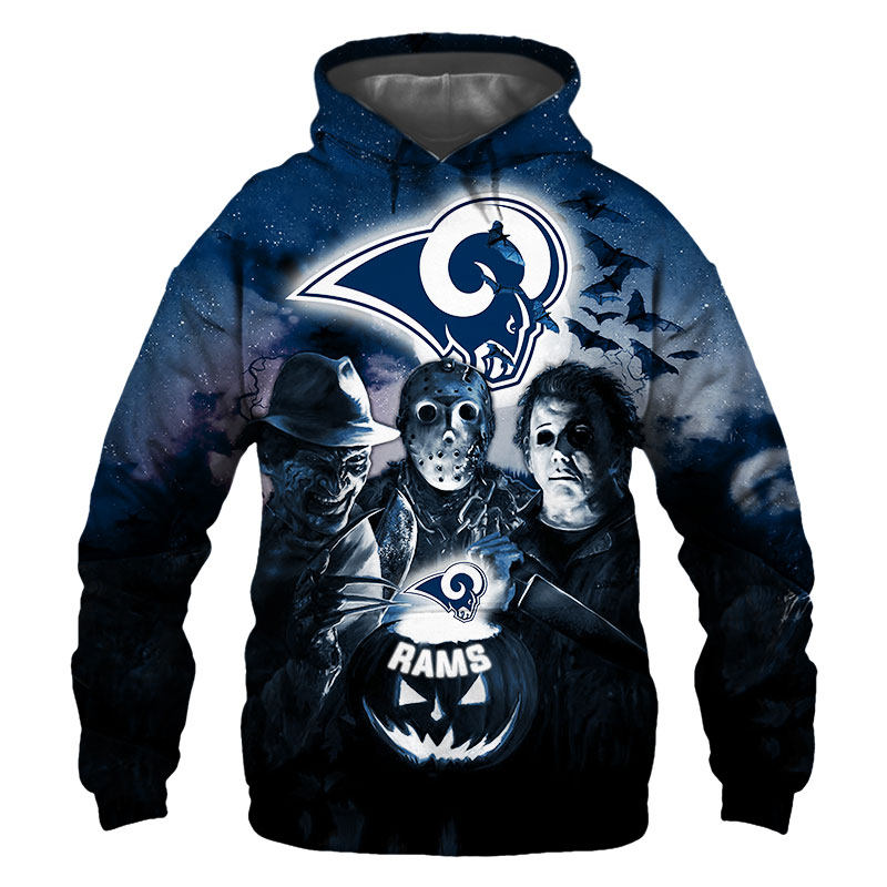 Spooky Los Angeles Rams Halloween 3D Horror Night Hoodie, Perfect Gift For Fans