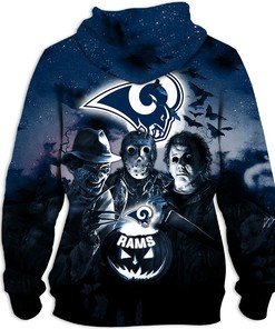Spooky Los Angeles Rams Halloween 3D Horror Night Hoodie, Perfect Gift For Fans