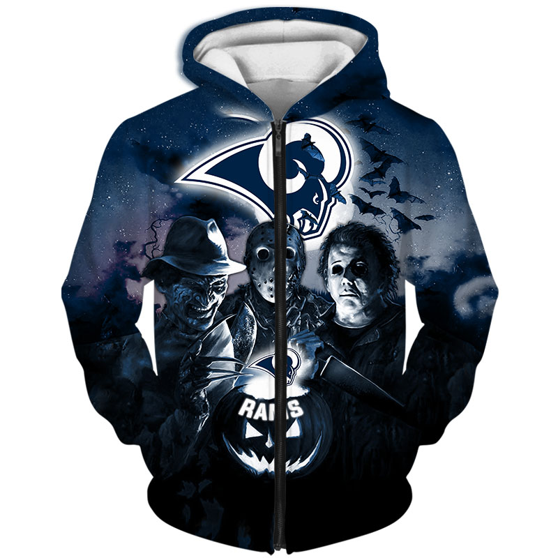 Spooky Los Angeles Rams Halloween 3D Horror Night Hoodie, Perfect Gift For Fans