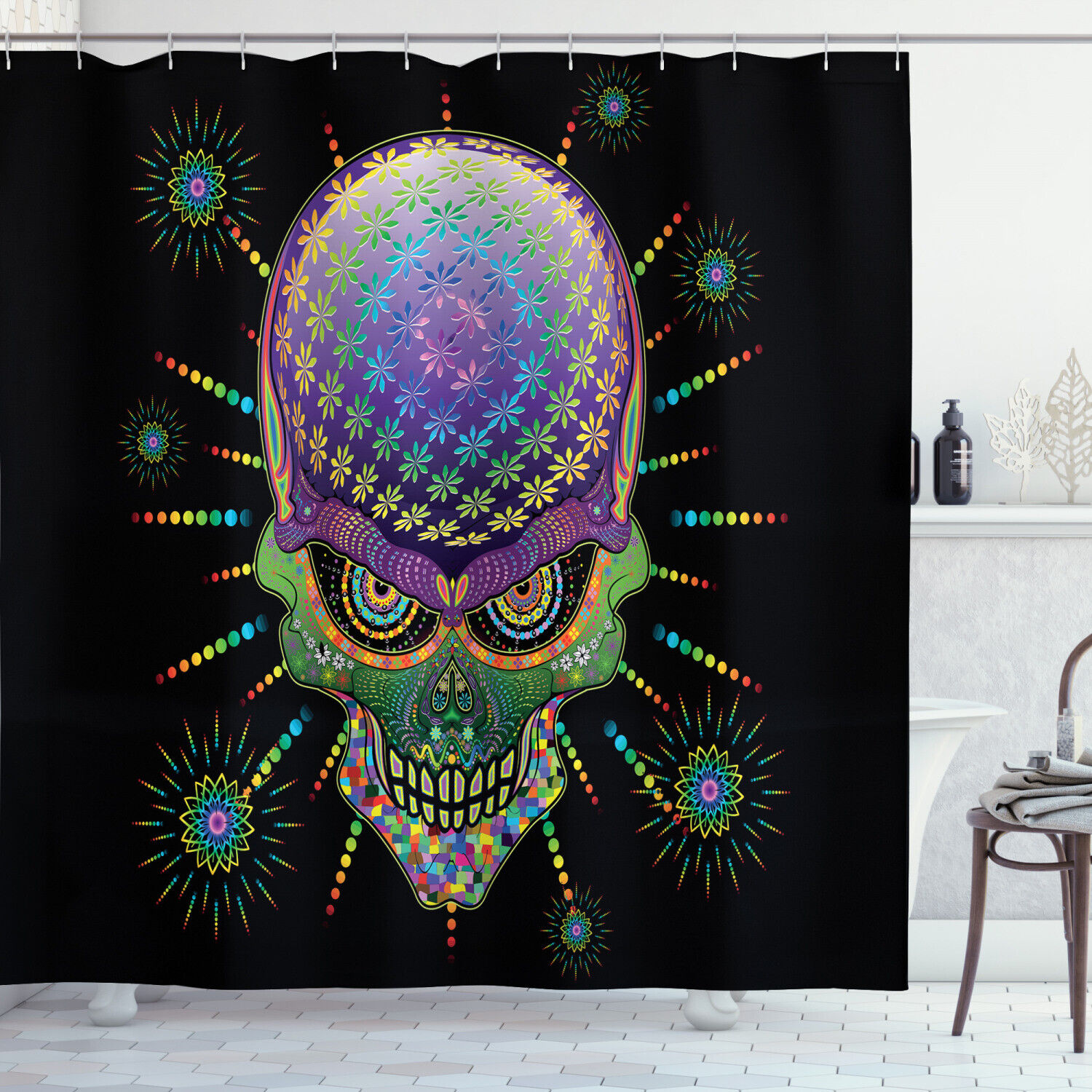 Spooky Print Halloween Mexico Skull Shower Curtain For A Themed Bathroom