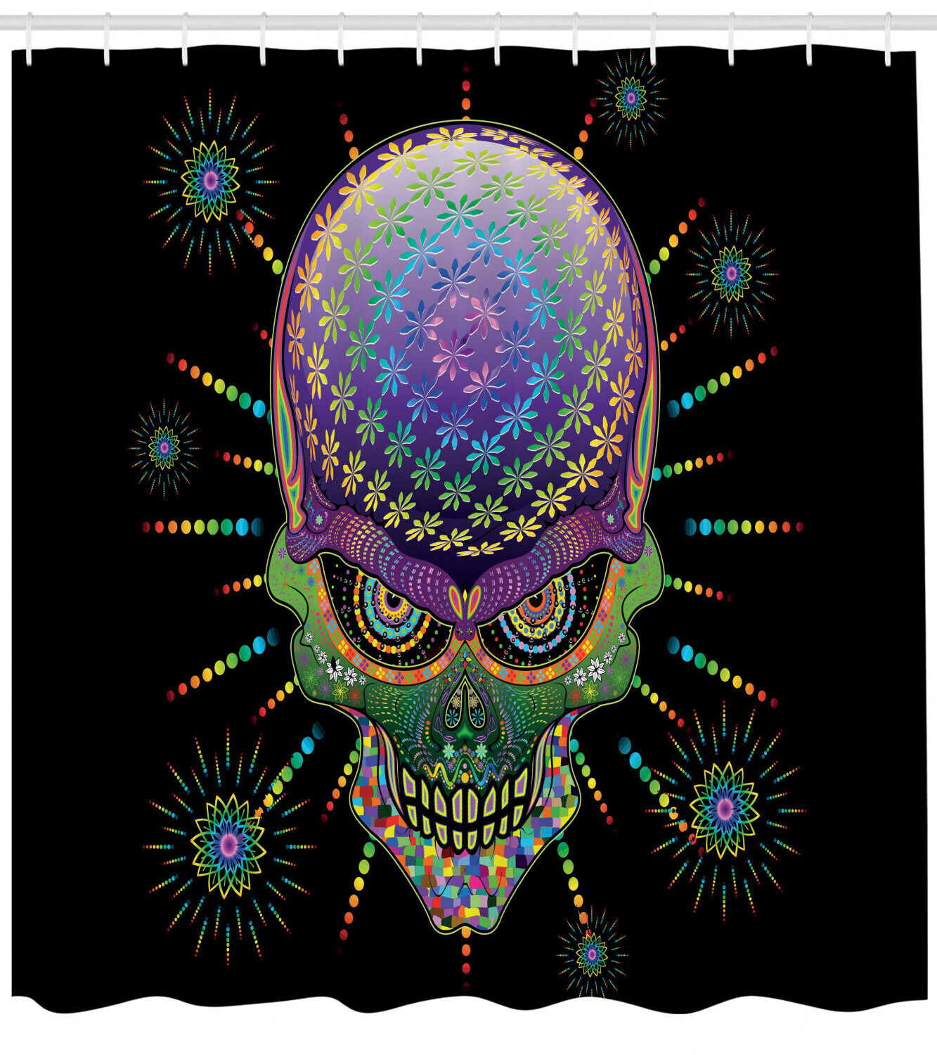 Spooky Print Halloween Mexico Skull Shower Curtain For A Themed Bathroom - Image 2