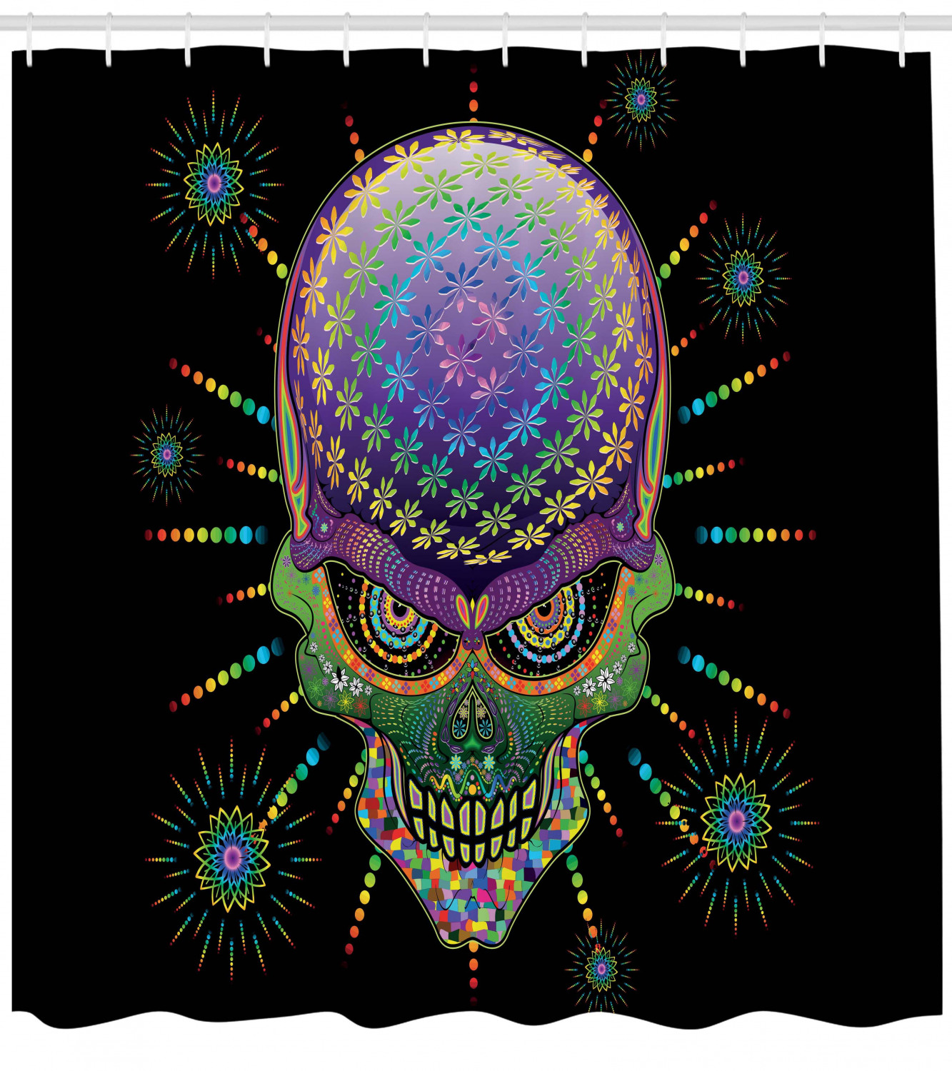 Spooky Print Halloween Mexico Skull Shower Curtain For A Themed Bathroom - Image 4