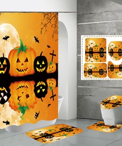 Spooky Pumpkin Moon Shower Curtain: Halloween Inspired Decoration to Your Bathroom