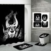 Spooky Smoke Skull Skeleton Print Bathroom Shower Curtain
