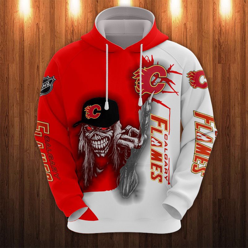 Spooky Ultra Cool Halloween Themed Calgary Flames Hoodie With Death Graphic Prints