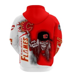 Spooky Ultra Cool Halloween Themed Calgary Flames Hoodie With Death Graphic Prints