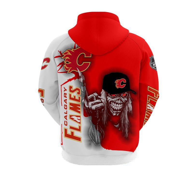 Spooky Ultra Cool Halloween Themed Calgary Flames Hoodie With Death Graphic Prints