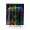 Spooky and Quirky Rainbow Skeletons Shower Curtain with Gothic Skulls for Halloween Bathroom Decor