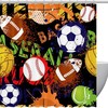 Sport Balls Shower Curtain with Baseball, Basketball, Soccer, and Football Pattern, Waterproof and Washable for Bathroom