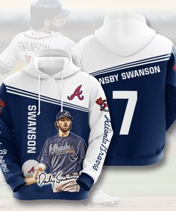 Sports Baseball Mlb Atlanta Braves Dansby Swanson Usa Hoodie 3D - Perfect For Any Fan.