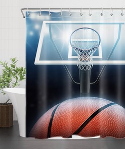 Sports Basketball Hoop Shower Curtain For Boys - Fun Bathroom Accessories