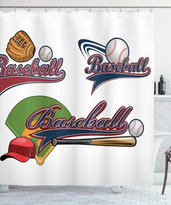 Sports Equipment Decor Print Shower Curtain For Bathroom