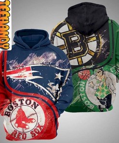 Sports Fanatic Boston Red Sox New England Patriots Boston Celtics 3D Hoodie