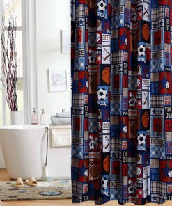 Sports Football Baseball Vintage Cars Toy Boys Shower Curtain for Sporty Bathroom 