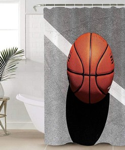 Sports Lover Basketball Print Shower Curtain for Bathroom Decor