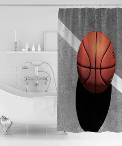 Sports Lover Basketball Print Shower Curtain for Bathroom Decor