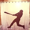 Sports Player Baseball Shower Curtain- Fun Bathroom Decor For Kids