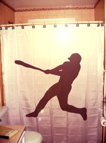 Sports Player Baseball Shower Curtain- Fun Bathroom Decor For Kids