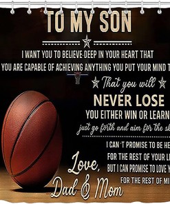Sports Quotes Basketball Court Shower Curtain, Positive Motivational Words Bathroom Decor, Soft Toilet Mats for My Son