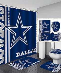 Sports Shower Curtain - American Football Navy Blue Texas Star Bathroom Decor