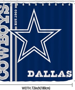 Sports Shower Curtain - American Football Navy Blue Texas Star Bathroom Decor