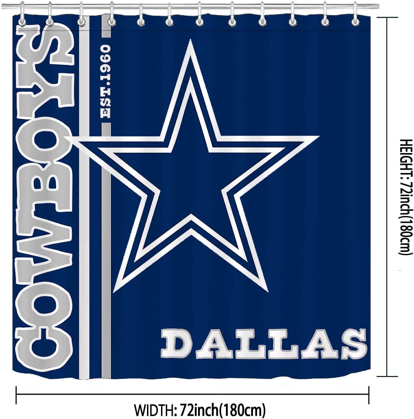 Sports Shower Curtain - American Football Navy Blue Texas Star Bathroom Decor