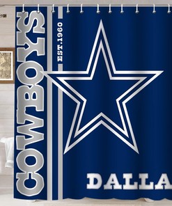 Sports Shower Curtain - American Football Navy Blue Texas Star Bathroom Decor