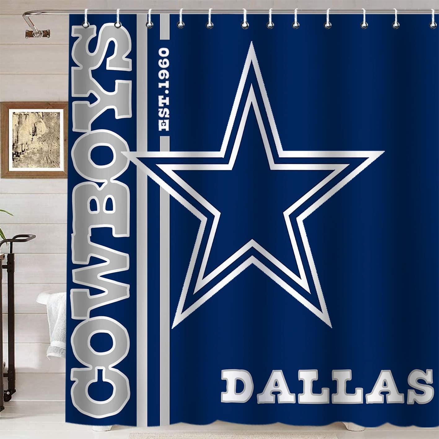 Sports Shower Curtain - American Football Navy Blue Texas Star Bathroom Decor