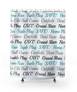 Sports Themed Baseball Shower Curtain- Unique Bathroom Decor