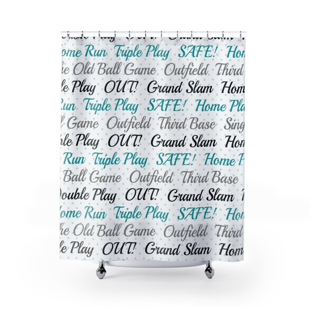 Sports Themed Baseball Shower Curtain- Unique Bathroom Decor