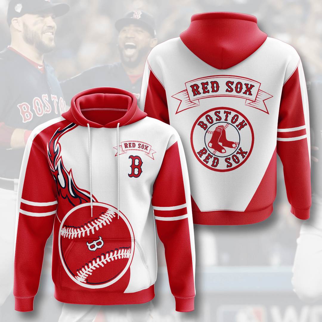 Sporty Baseball Mlb Boston Red Sox All Over Print Hoodie 3D For Men