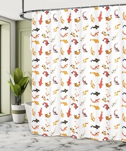 Spotted Koi Fishes Shower Curtain, Cloth Fabric Bathroom Decor with Traditional Decor