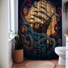 Sprawling Kraken Sea Monster Shower Curtain, Nautical Bathroom Decor