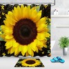Spring Bloom Sunflower Yellow Butterflies Shower Curtain for Flower Lovers' Bathroom 