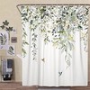 Spring Bohemian Green Eucalyptus Leaf Shower Curtain For Fresh Bathroom